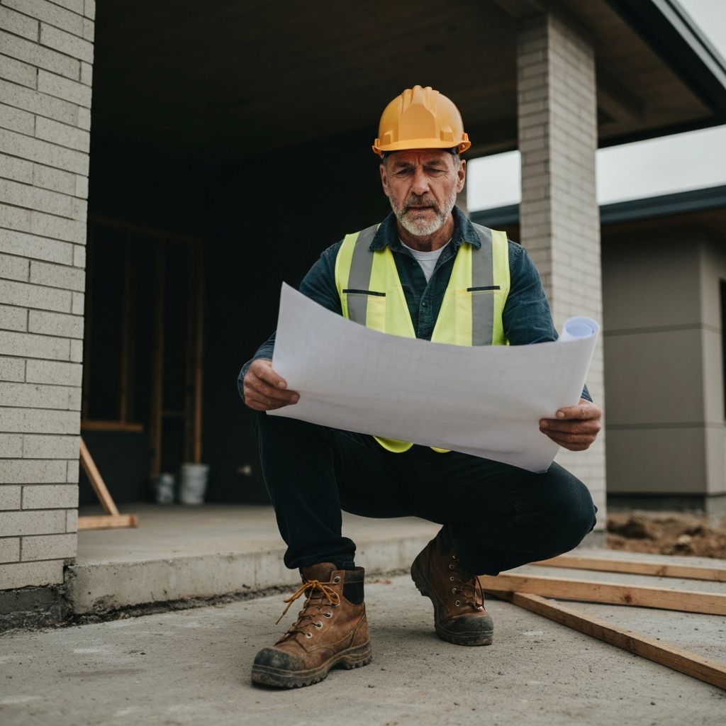 HCD Construction team reviewing blueprints on site